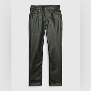 GAP Women’s High Rise Vegan Leather Vintage Slim Pants (Mistletoe Green)
